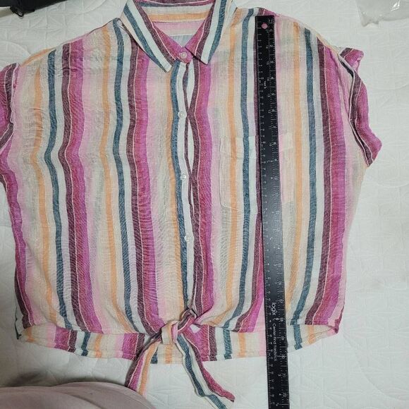 Rails Amelie Button Down in Avilla Stripe Pink, Blue, Orange Size Small - Picture 9 of 10